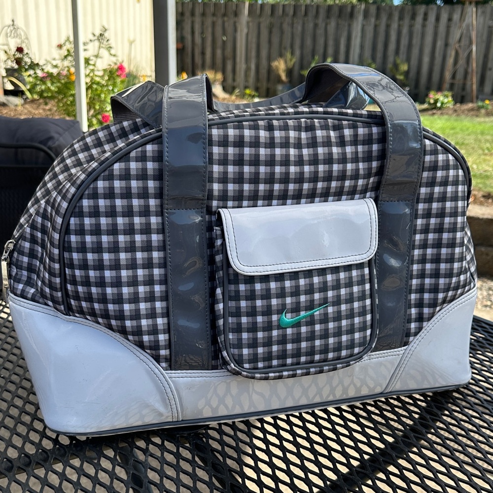 Nike Golf Checkered Duffel Bag - Black, White, and Gray